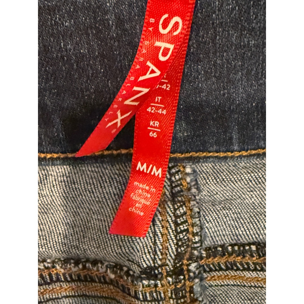 Spanx Jean-ish Ankle Leggings Medium Indigo Distressed Raw Hem Skinny Jeans M - Picture 8 of 9